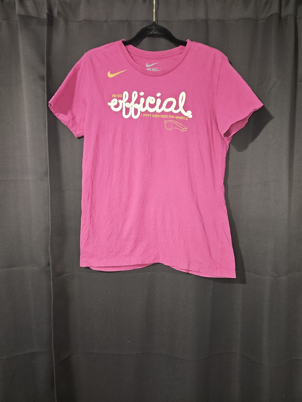 Nike Pink 'Official' Script Graphic Tee Size XL Slim Fit
